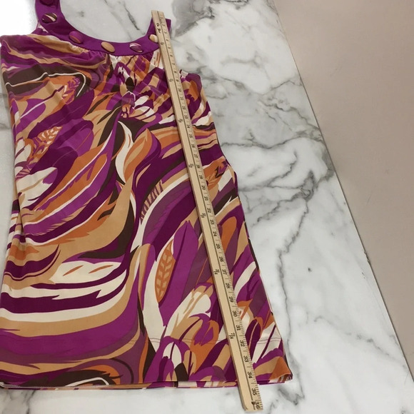 Yoana Baraschi Dress Womens XS Purple Orange Abstract Feather Print Shift Silk - Picture 14 of 14